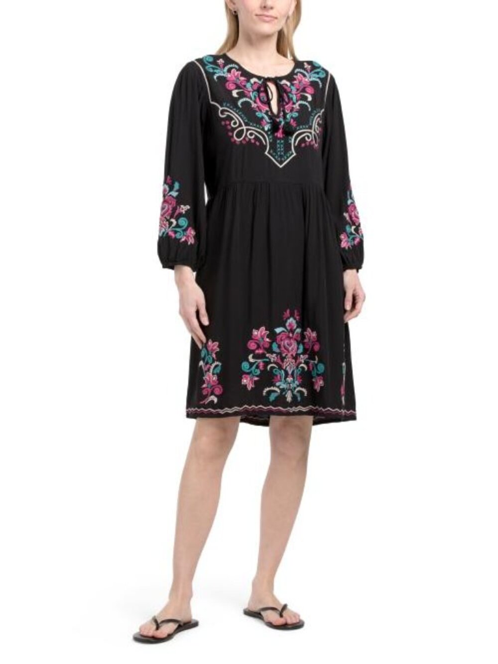 JOHNNY WAS Tassel Front Mini Dress